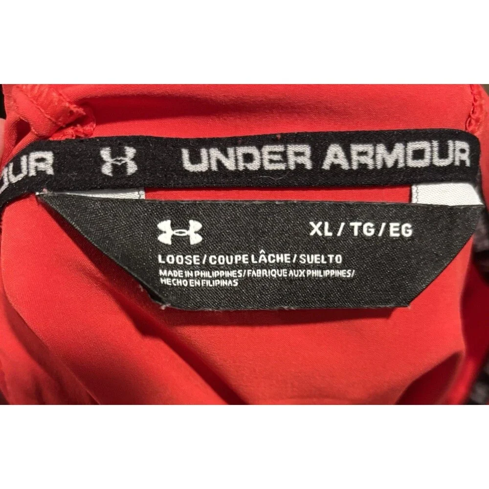 Under Armour Hooded Windbreaker Jacket Men's XL Loose Red Black Full Zip